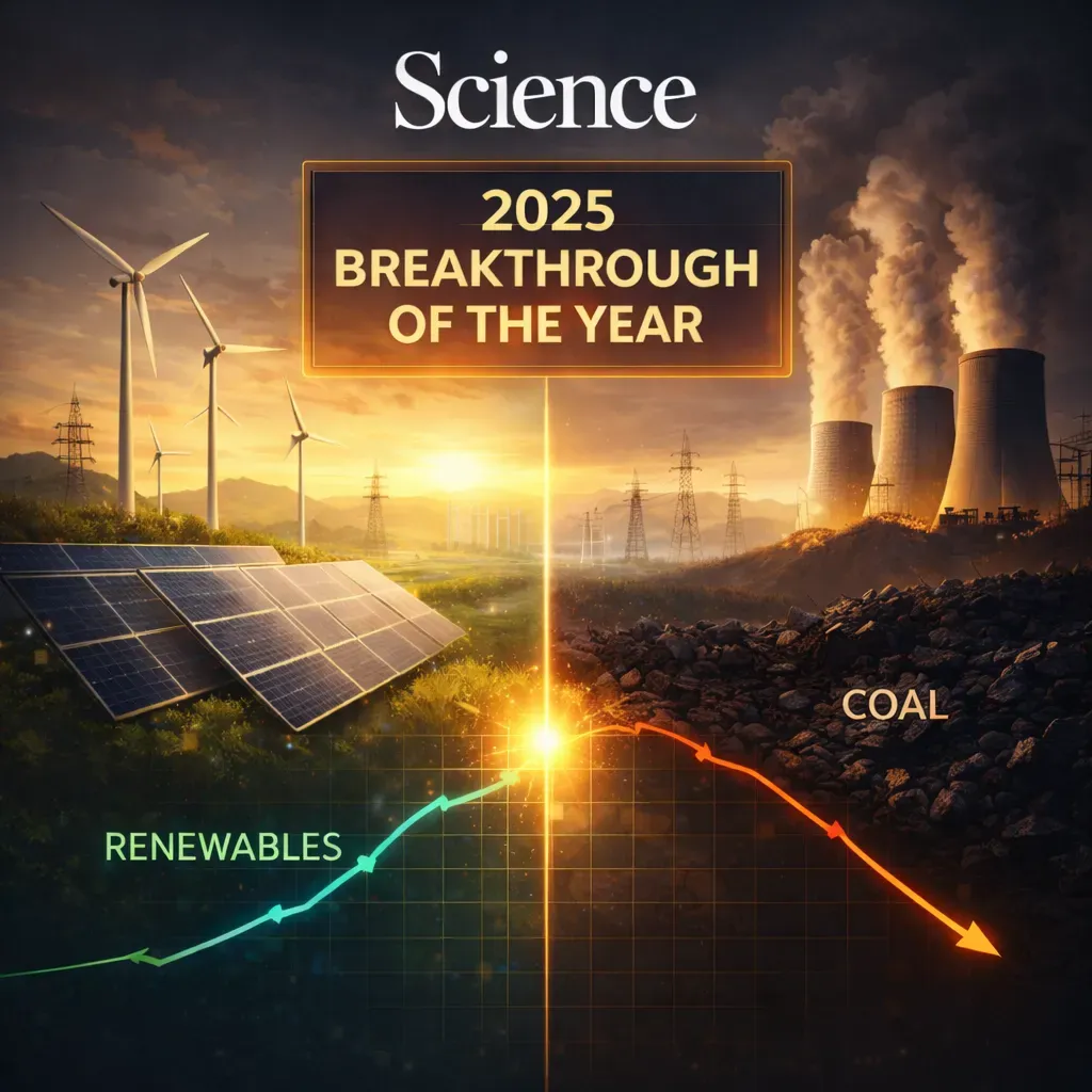 太陽能和風能發電設施象徵再生能源革命