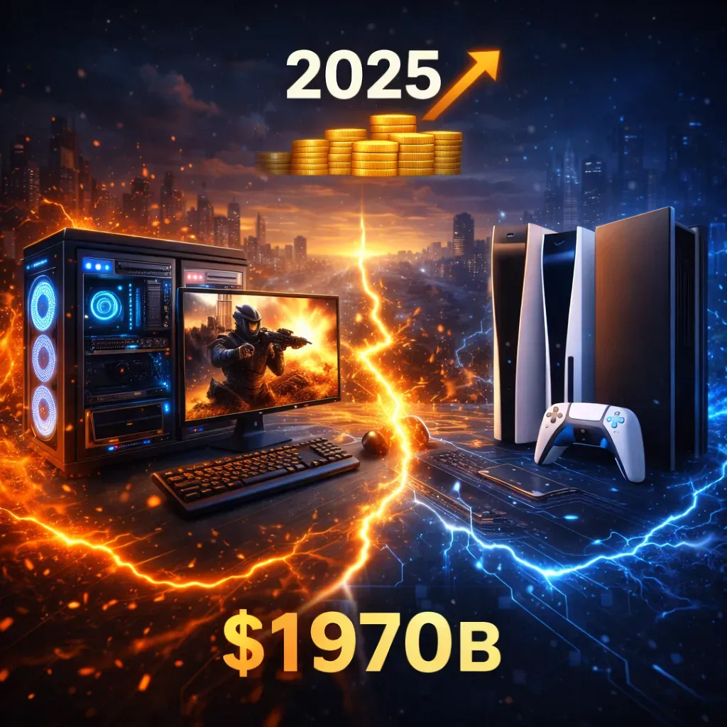 2025年全球遊戲市場規模與平台分布圖表