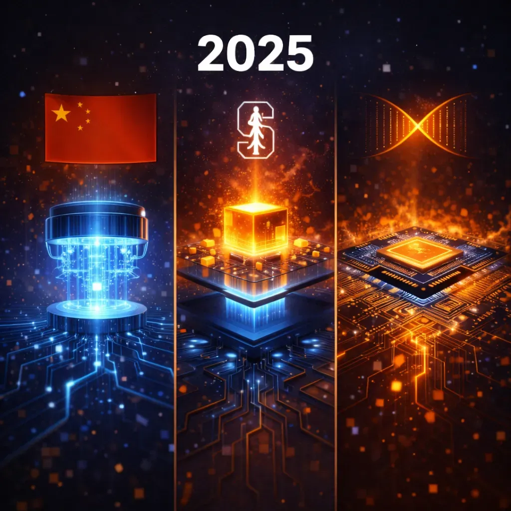 量子運算晶片與技術突破示意圖