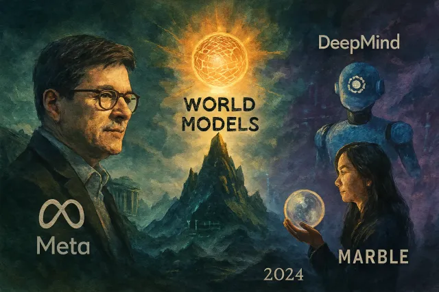 虛擬世界與 AI 概念圖，展示數位環境生成