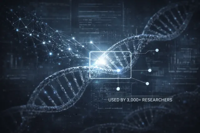 DNA 雙螺旋結構與 AI 數據分析概念圖